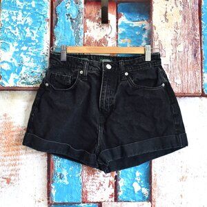 Women's Wild Fable Highest Rise Mom Shorts Denim Casual SIZE 6/28R Black